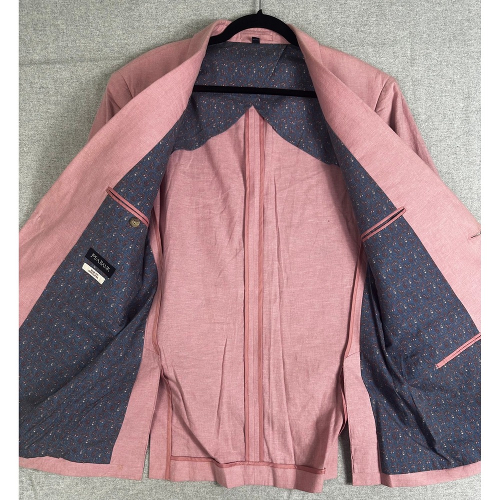 Jos A Bank Linen Suit 42L 34x34 Pink Slim Fit Linen Cotton Blend Separates - Picture 3 of 16